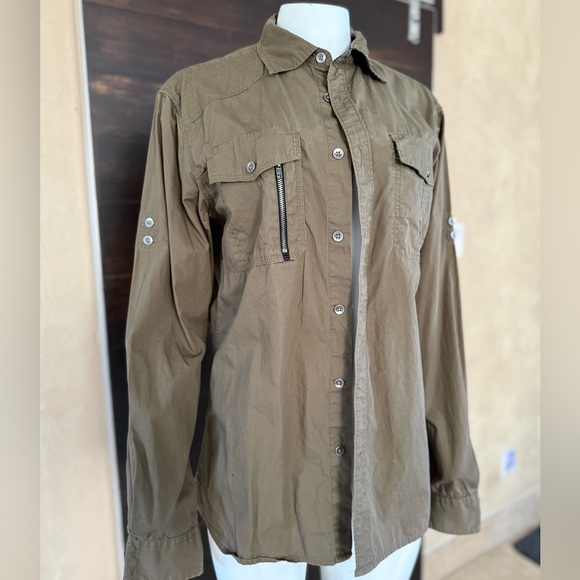 Upcycled Marc Ecko Skull Shacket - Green, Size Men's M - Picture 13 of 13